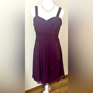 Formal mini dress in eggplant.